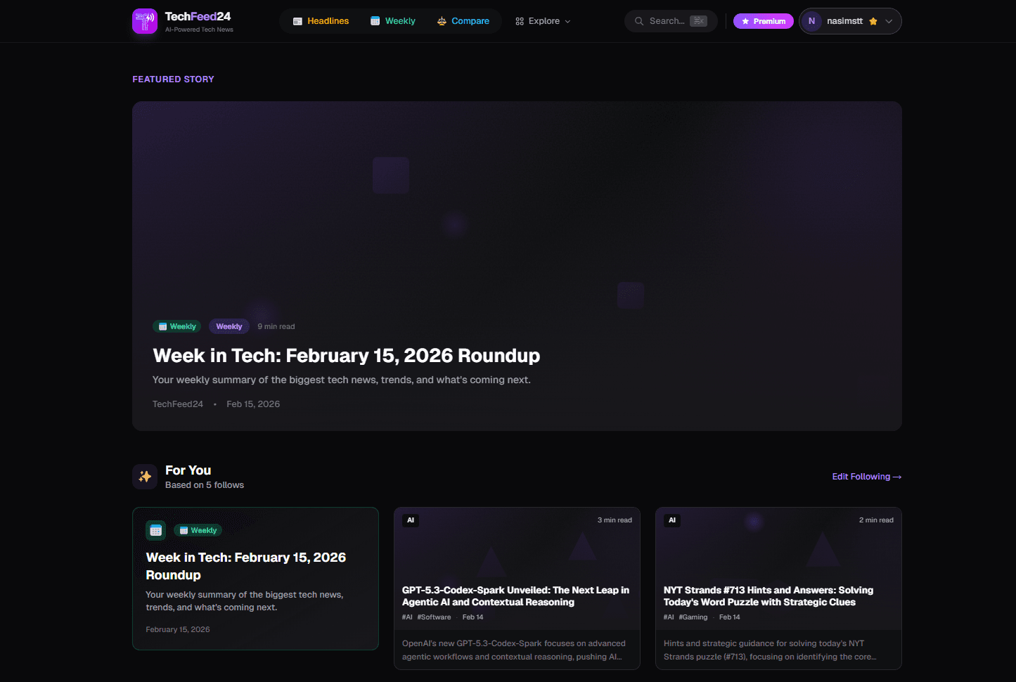 TechFeed24 Platform Interface